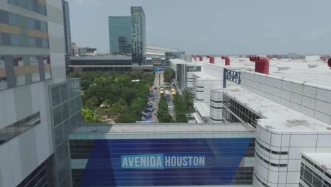 An-aerial-view-of-Comic-Palooza-outdoor-vendors-and-activities-at-Avenida-Houston-in-downtown-Houston,-Texas