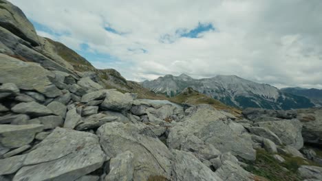 Drone-shot,-flying-between-the-mountain-rocks