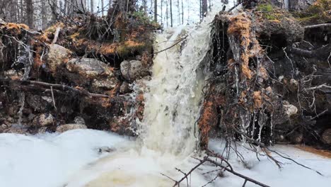 Spring-stream-of-water-creating-a-waterfall-in-the-forest