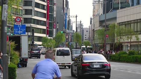 Slow-motion-scenery-on-streets-of-the-city-with-car-traffic