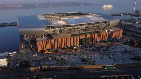 Everton-football-club-aerial-circling-view-across-new-stadium-construction-Bramley-Moore-dock-Liverpool