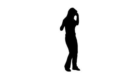 Silhouette-woman-is-casually-dancing-alone