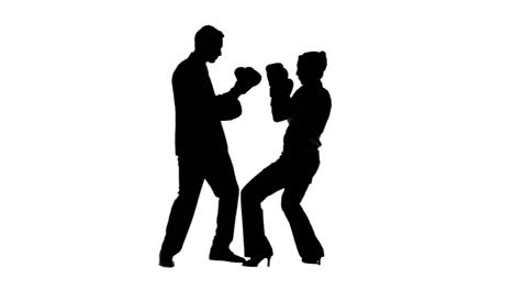 Silhouettes-of-colleagues-in-slow-motion-boxing