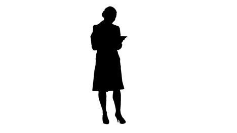 Silhouette-Frau-Mit-Tablet-Computer