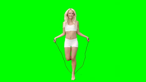 Blonde-skipping-over-a-rope-