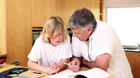 Vater-Benutzt-Mit-Seinem-Sohn-Einen-Winkelmesser