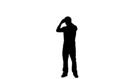 Silhouette-man-is-using-a-binoculars