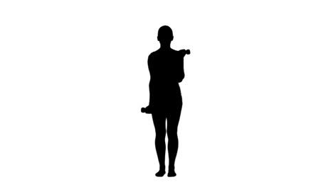 Silhouette-Einer-Frau-Beim-Hantelheben