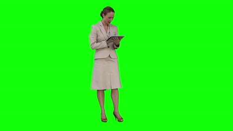 A-woman-is-holding-a-tablet-PC