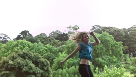Happy-woman-jumping-in-slow-motion