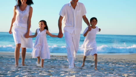 Family-walking-on-beach-hand-in-hand