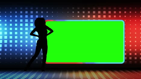 Woman-silhouette-dancing-next-to-a-screen-in-chroma-key