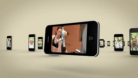 Videos-of-women-working-out-on-smartphone-screen