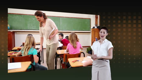 Frau-Zeigt-Videos-Vom-Klassenzimmer