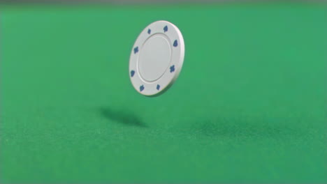 White-gambling-chip-falling-in-super-slow-motion