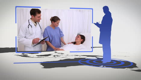 Silhouetten-Und-Videos-Eines-Krankenhauses-Mit-Einem-Erdbild-Mit-Freundlicher-Genehmigung-Von-Nasa.org