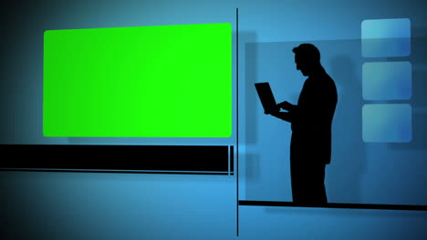 Business-people-silhouette-with-chroma-key-screen