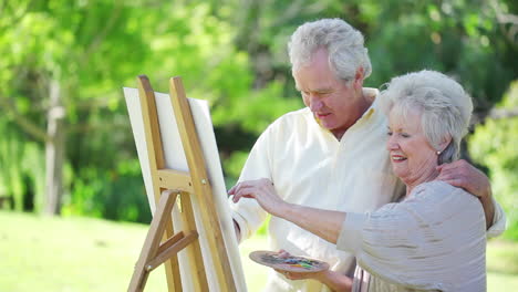 Retired-couple-painting-together