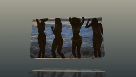 Frauen-Im-Bikini-Tanzen-Am-Strand