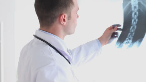 Young-doctor-examining-xrays-with-the-sunlight-