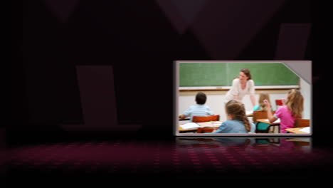 Drei-Videos-Eines-Klassenzimmers-Vor-Schwarzem-Hintergrund