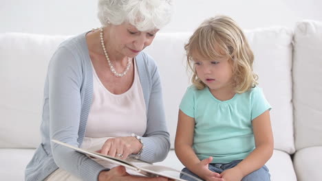 Grandmother-and-granddaughter-reading-a-book