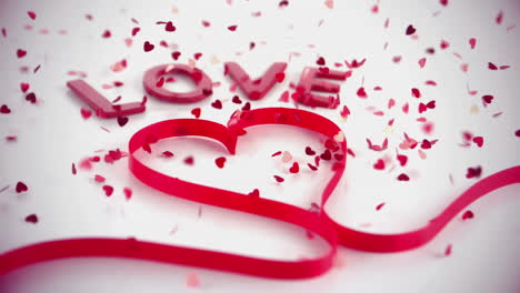 Love-text-and-pink-heart-ribbon-with-confetti