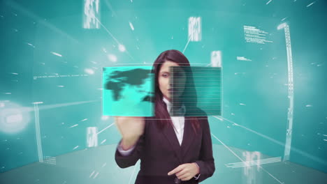 Businesswoman-using-futuristic-interface