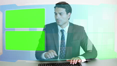 Business-people-looking-at-chroma-key-screens