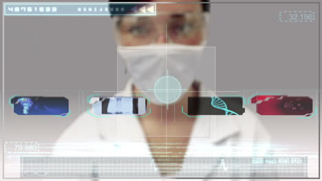 Laboratory-worker-scrolling-through-medical-digital-interface