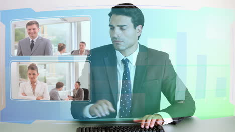Video-of-business-people-looking-at-futuristic-screens