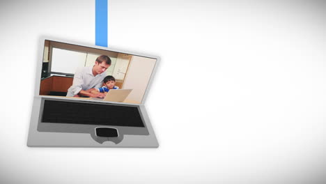 Video-Einer-Familie-Mit-Laptop
