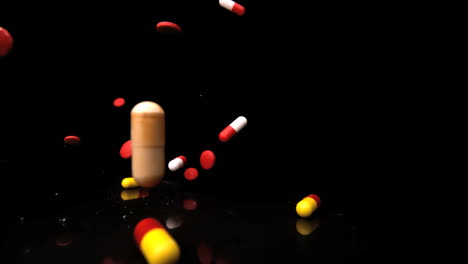 Pills-falling-and-rolling-towards-camera