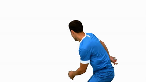 Handsome-football-player-warming-up-on-white-screen