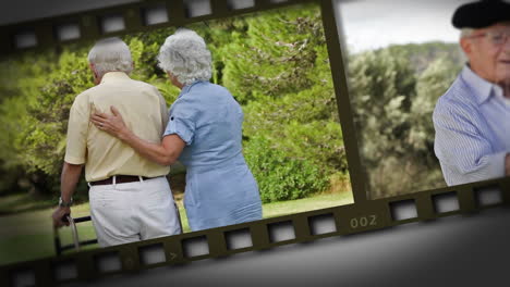 Filmstrip-of-elderly-couple-in-a-park