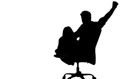 Silhouette-of-man-turning-of-swivel-chair-on-white-background