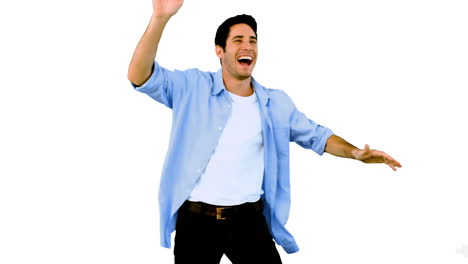 Man-dancing-and-having-fun-on-white-background