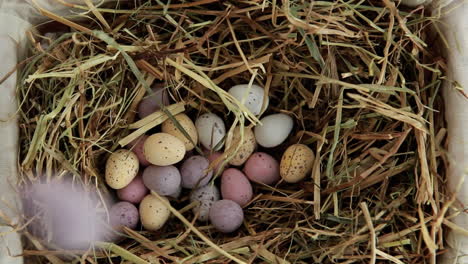 Huevos-De-Pascua-De-Azúcar-Cayendo-En-La-Paja