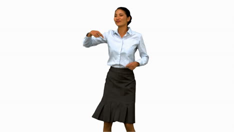 Businesswoman-disco-dancing-on-white-screen