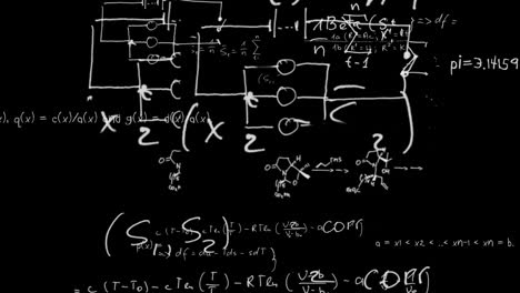 Maths-equations-appearing-on-chalkboard-and-zooming-in