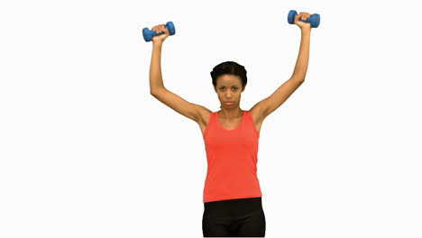 Woman-lifting-dumbbells-on-white-screen