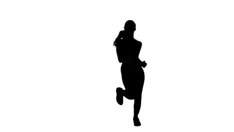 Silhouette-of-woman-running-on-white-background