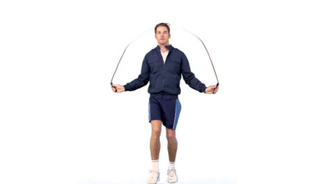 Young-man-training-with-a-skipping-rope