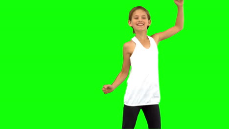 Little-girl-dancing-on-green-screen