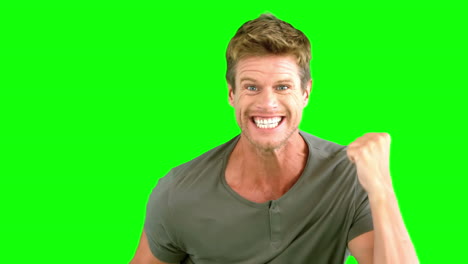 Man-showing-his-happiness-on-green-screen