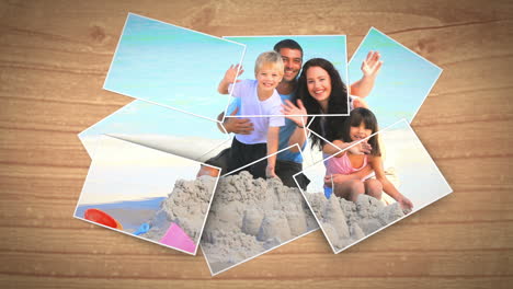 Instant-photos-falling-and-showing-a-family-on-the-beach
