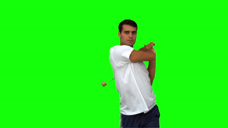 Man-playing-baseball-on-green-screen