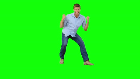 Man-jumping-to-show-his-triumph-on-green-screen