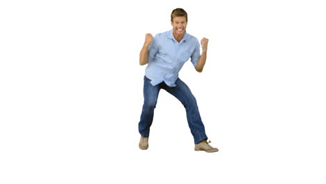 Man-jumping-to-show-his-triumph-on-white-background