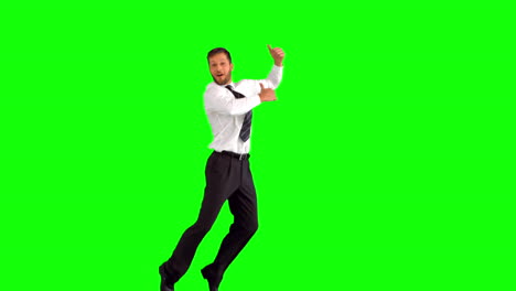 Businessman-jumping-and-giving-thumbs-up